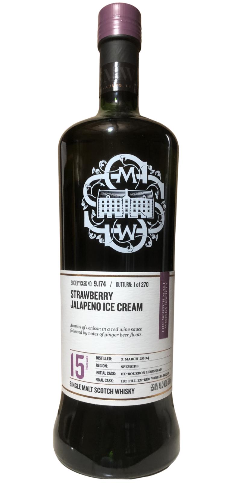 Glen Grant 2004 SMWS 9.174 Strawberry jalapeno ice cream 1st Fill Charred Red Wine Barrique Finish 55% 750ml