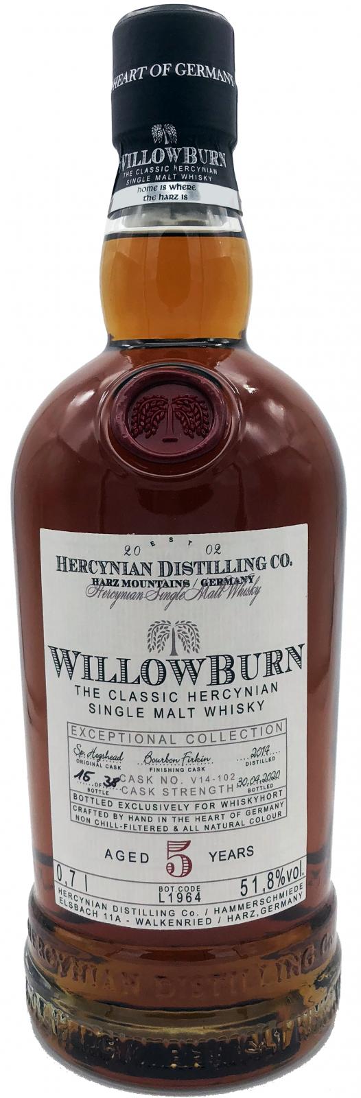 WillowBurn 2014 Exceptional Collection Bourbon Firkin Hogshead V14-102 Whiskyhort 51.8% 700ml