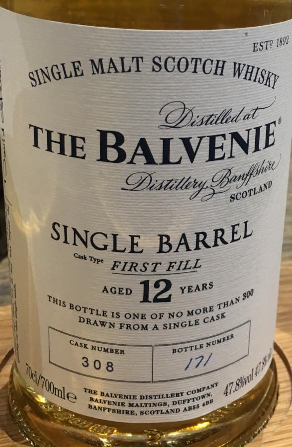 Balvenie 12yo Single Barrel 1st fill bourbon barrel 308 47.8% 700ml