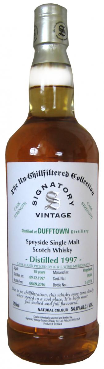 Dufftown 1997 SV The Un-Chillfiltered Collection Cask Strength #19504 K&L Wine Merchants Exclusive 54.8% 750ml
