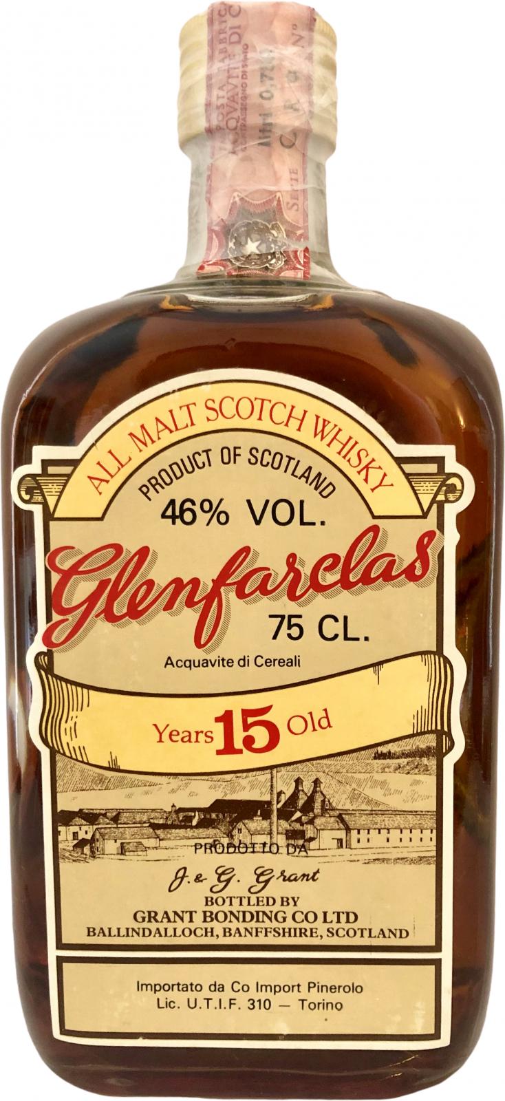Glenfarclas 15yo All Malt Scotch Whisky Co. Import Pinerolo Torino Italy 46% 750ml