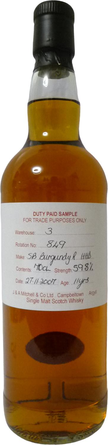 Springbank 2007 Duty Paid Sample For Trade Purposes Only Refill Burgundy Hogshead Rotation 849 59.8% 700ml