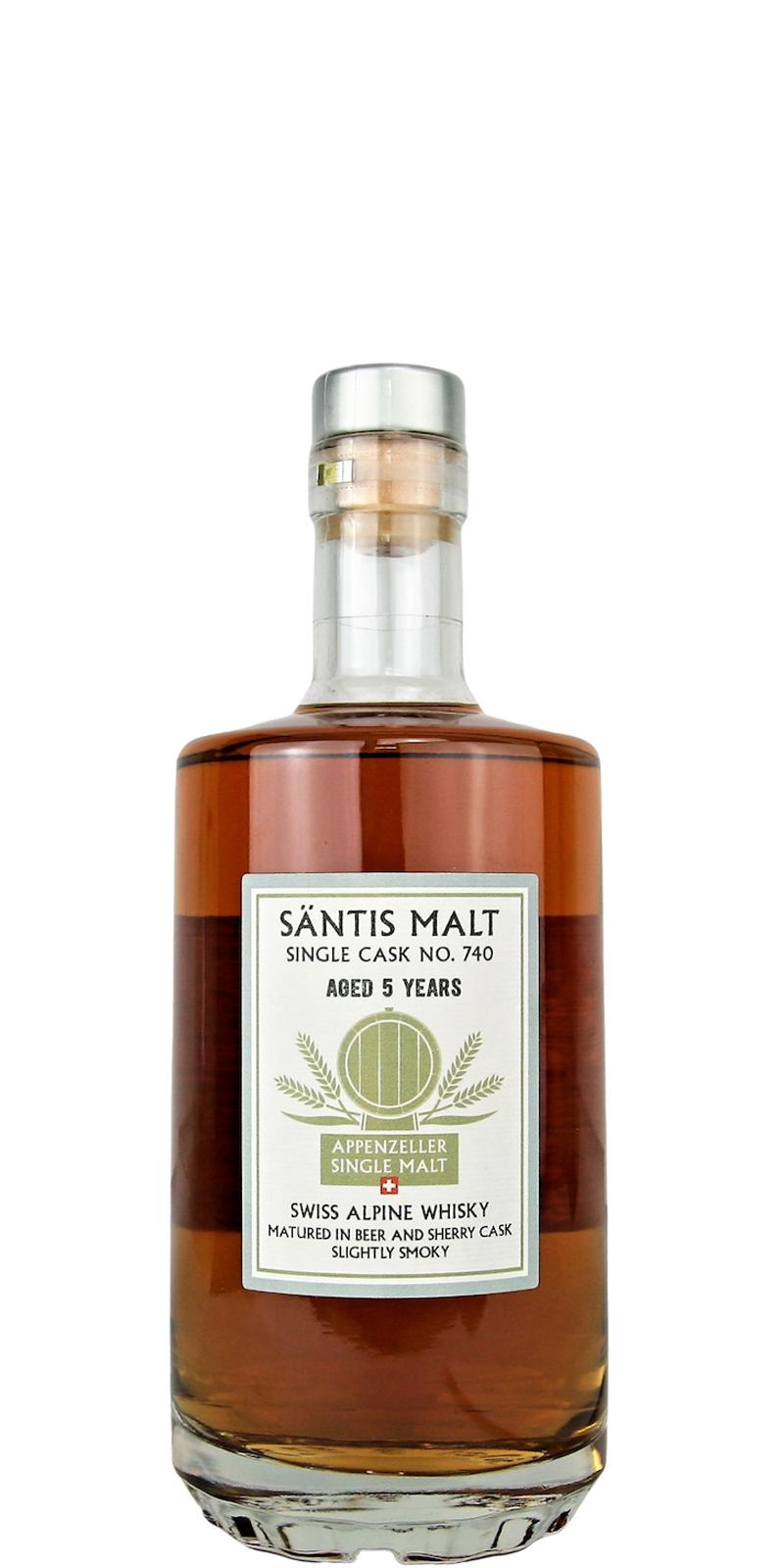 Santis Malt 5yo Private Cask Selection Beer and Sherry Cask 740 Globus Selection 47.8% 500ml