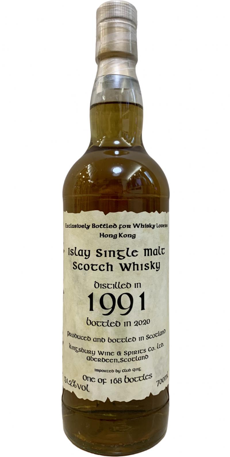 Islay Single Malt Scotch Whisky 1991 Kb Bourbon #168 51.2% 700ml