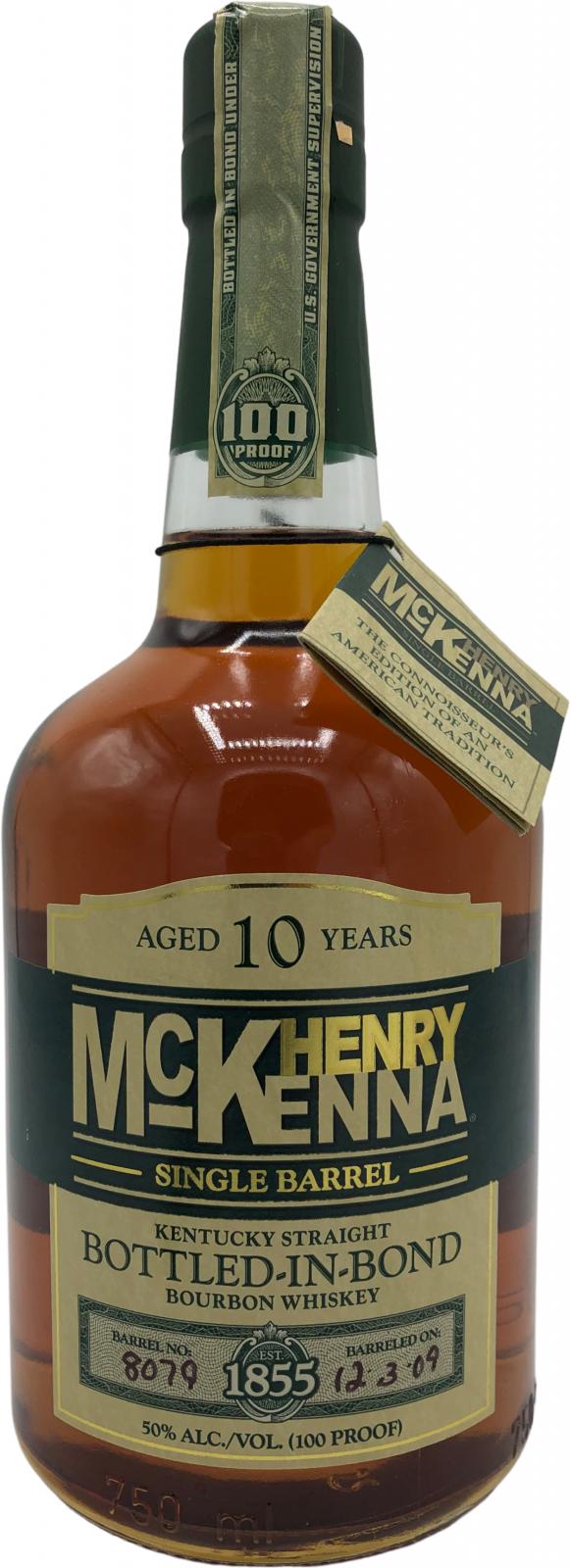 Henry McKenna 10yo Single Barrel Bottled in Bond New White Oak Barrel 8079 50% 750ml