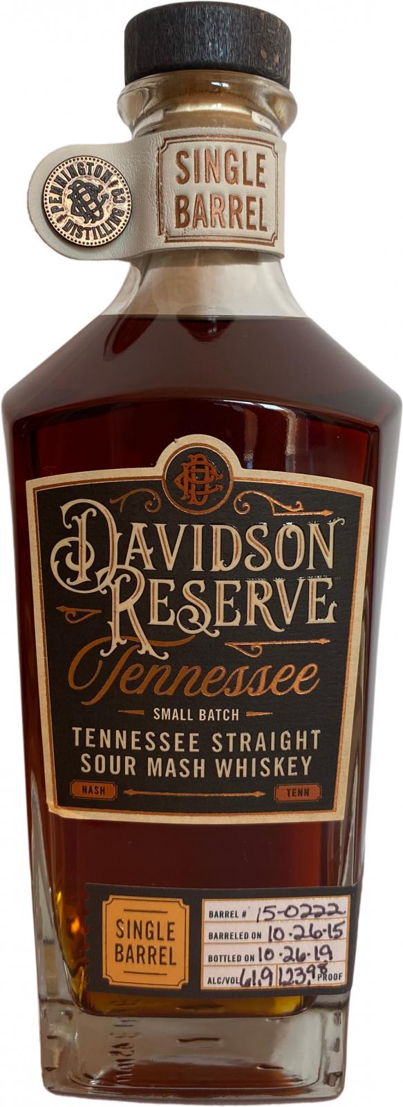 Davidson Reserve 2015 Tennesse Straight Sour Mash Whisky 15-0222 61.9% 700ml