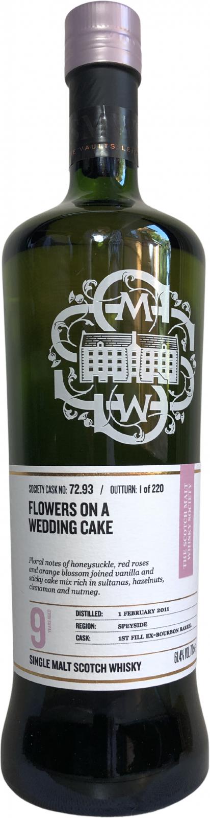 Miltonduff 2011 SMWS 72.93 Flowers on A wedding cake 1st Fill Ex-Bourbon Barrel 61.4% 700ml