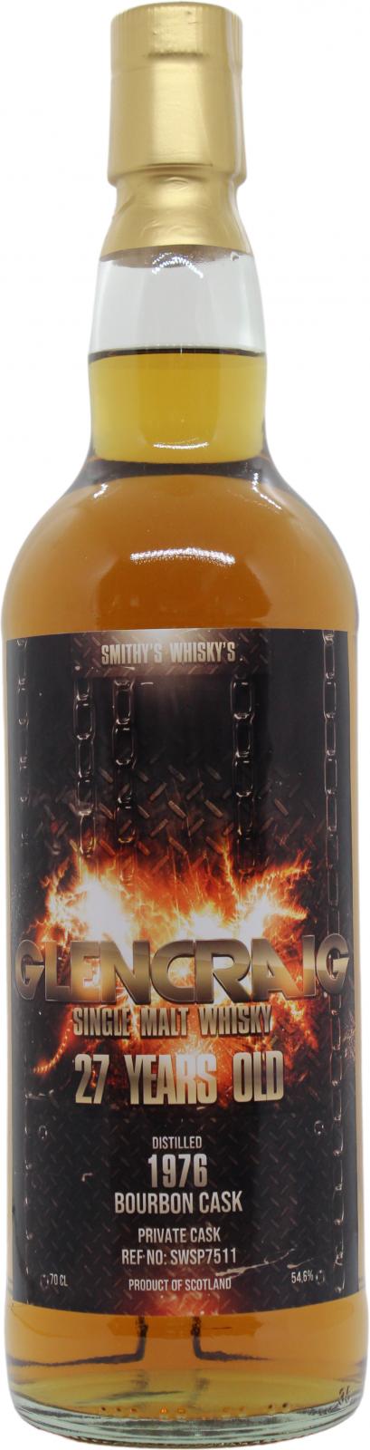 Glencraig 1976 UD Smithy's Whisky Bourbon Cask SWSP7511 Private Bottling 54.6% 700ml