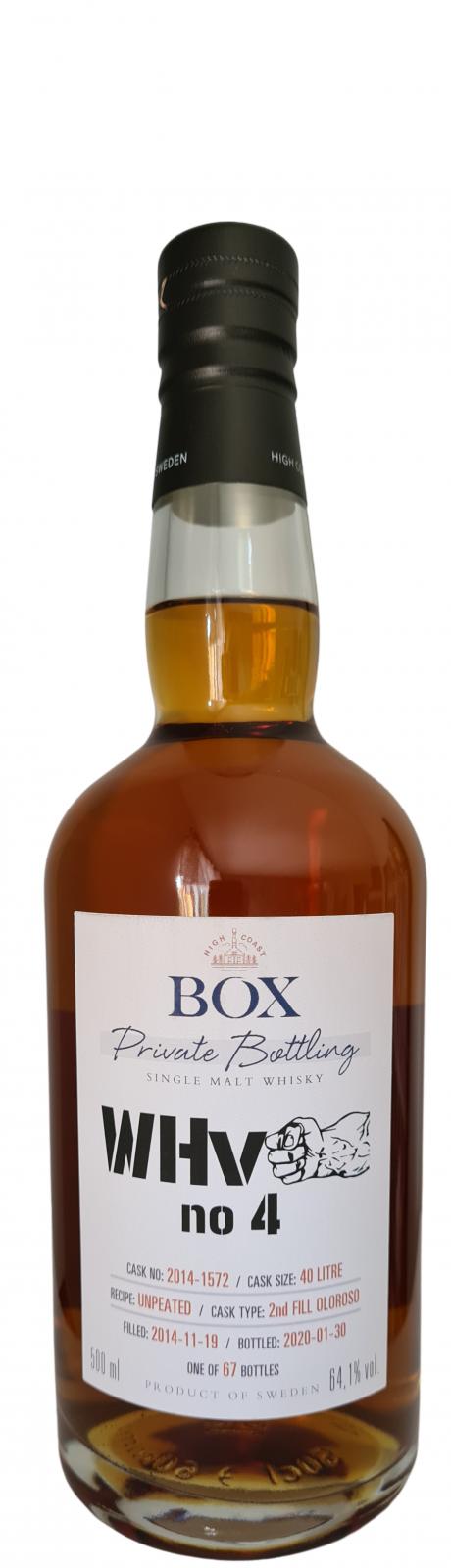 Box 2014 WHv no 4 2nd Fill Oloroso 2014-1572 WhiskyHulken's vanner 64.1% 500ml