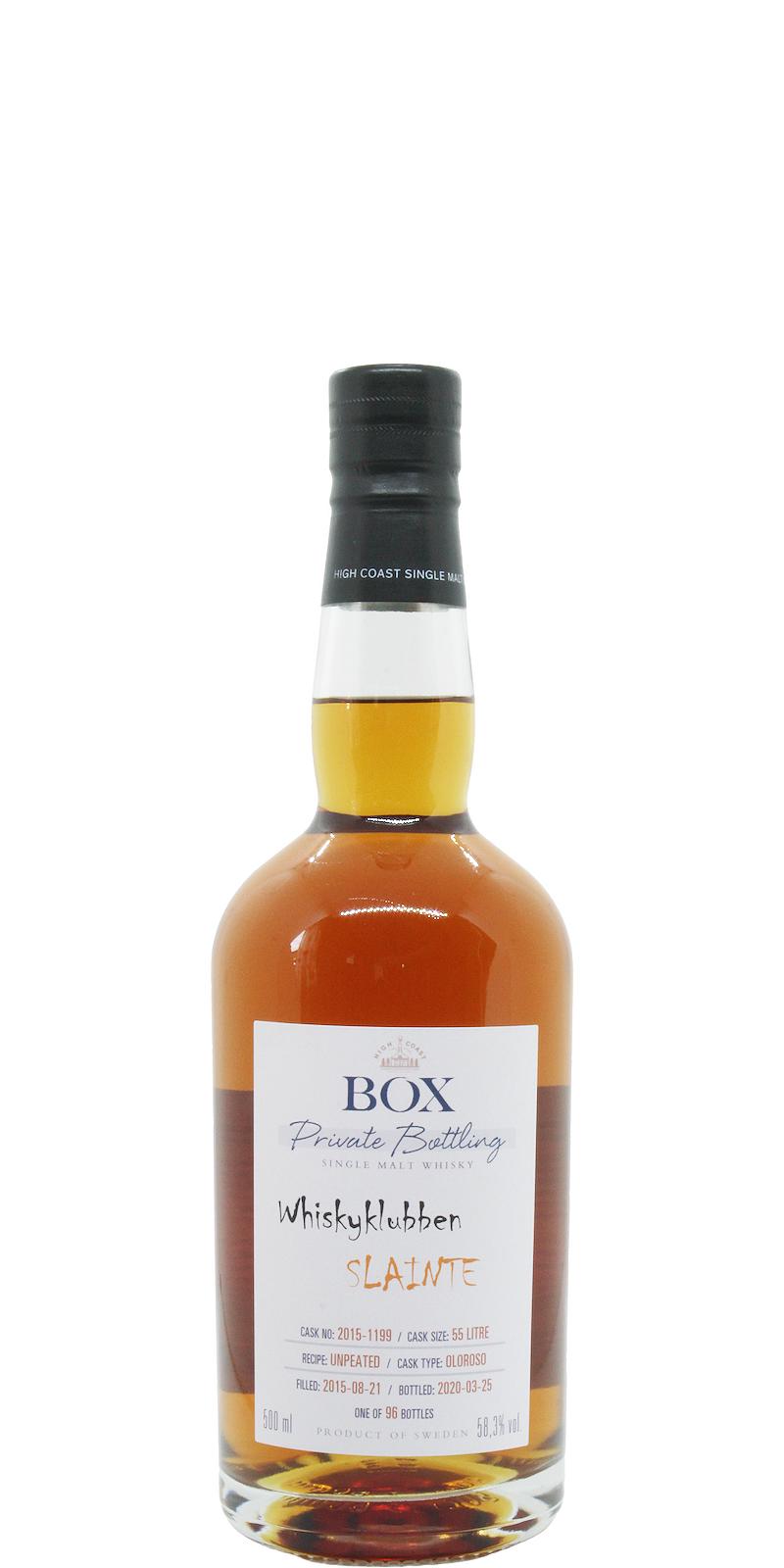 Box 2015 WSla Whiskyklubben Slainte Oloroso 2015 1199 58.3% 500ml