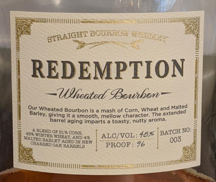 Redemption Wheated Bourbon Ratings And Reviews Whiskybase