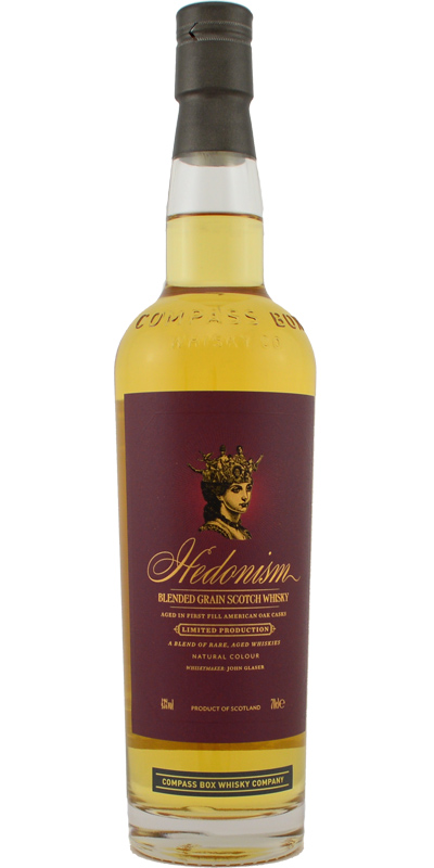 Hedonism Blended Grain Scotch Whisky CB Limited Production 1st Fill American Oak Casks Batch MMXV-A 43% 700ml