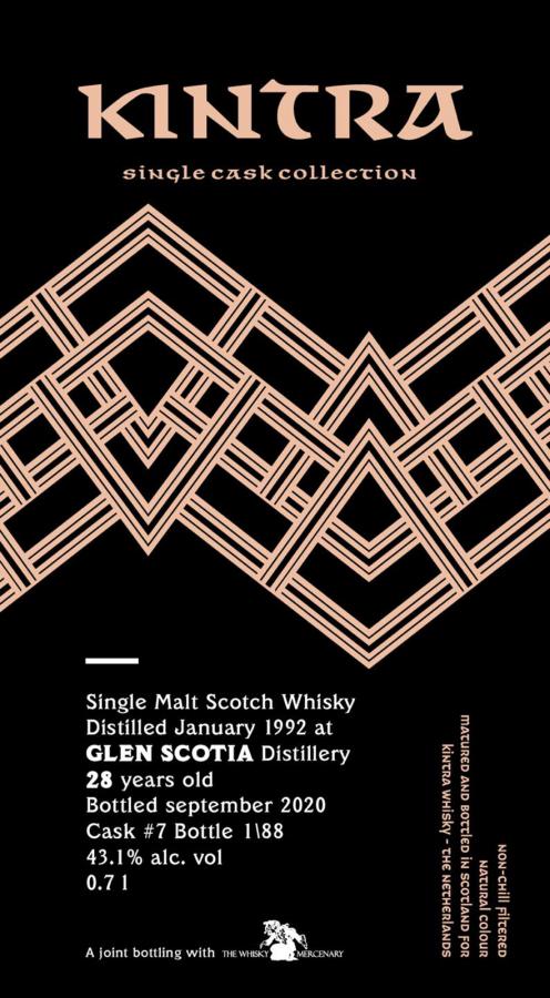 Glen Scotia 1992 KiW Single Cask Collection Ex-Bourbon 43.1% 700ml