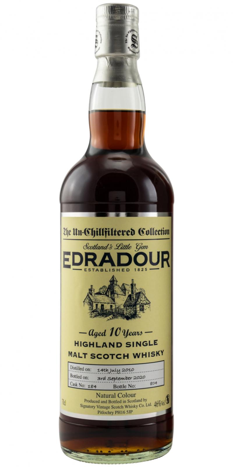 Edradour 2010 SV The Un-Chillfiltered Collection Sherry Cask #184 46% 700ml