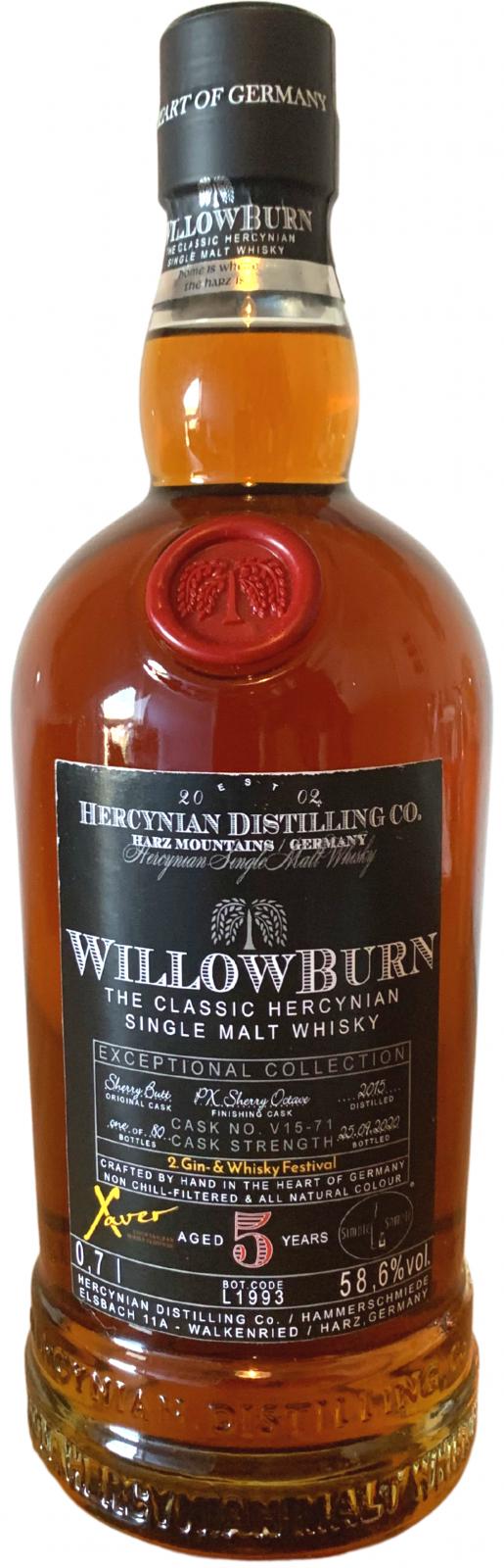WillowBurn 2015 Exceptional Collection V15-71 Xaver Lounge & Simple Sample 58.6% 700ml