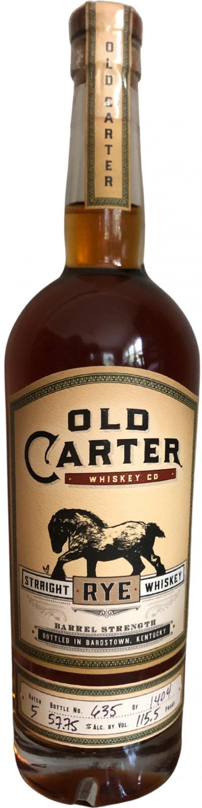 Old Carter Straight Rye Whisky Barrel Strength 57.75% 750ml