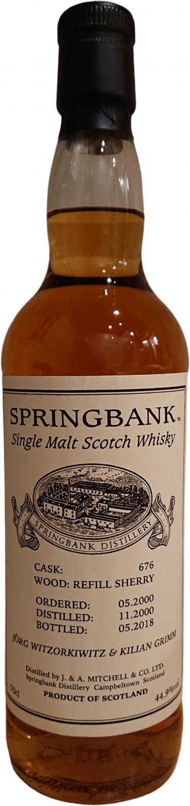Springbank 2000 Private Bottling Refill Sherry #676 Jorg Witzorkiwitz & Kilian Grimm 44.9% 700ml