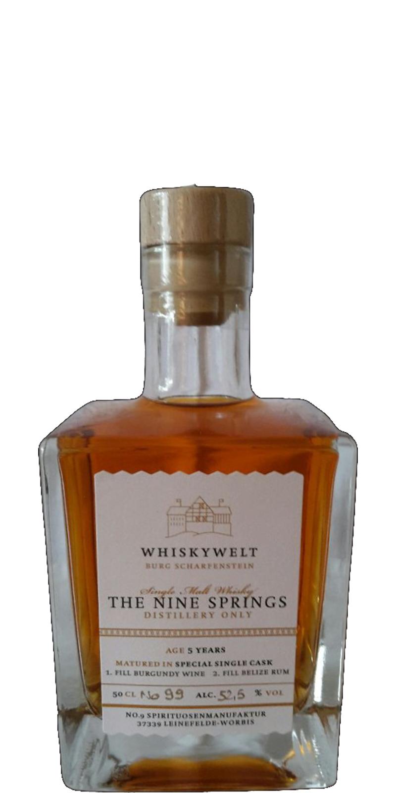 The Nine Springs 5yo Whiskywelt Burg Scharfenstein handfilled 52.5% 500ml