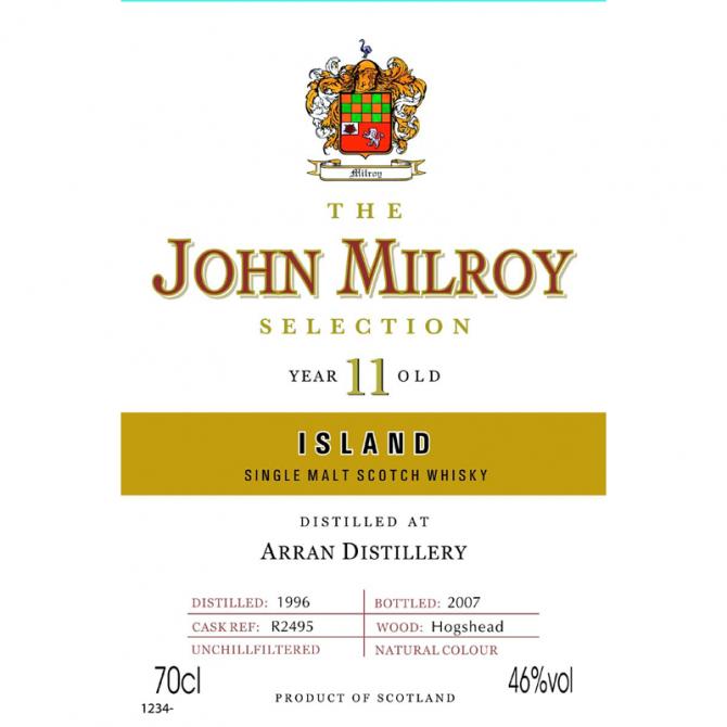 Arran 1996 JY The John Milroy Selection Hogshead R2495 46% 700ml