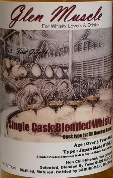 Glen Muscle 5th Release UD No.5 1st Growth 1st Fill Ex-Bourbon Barrel Selected Blended by Team Glen Muscle 56% 700ml