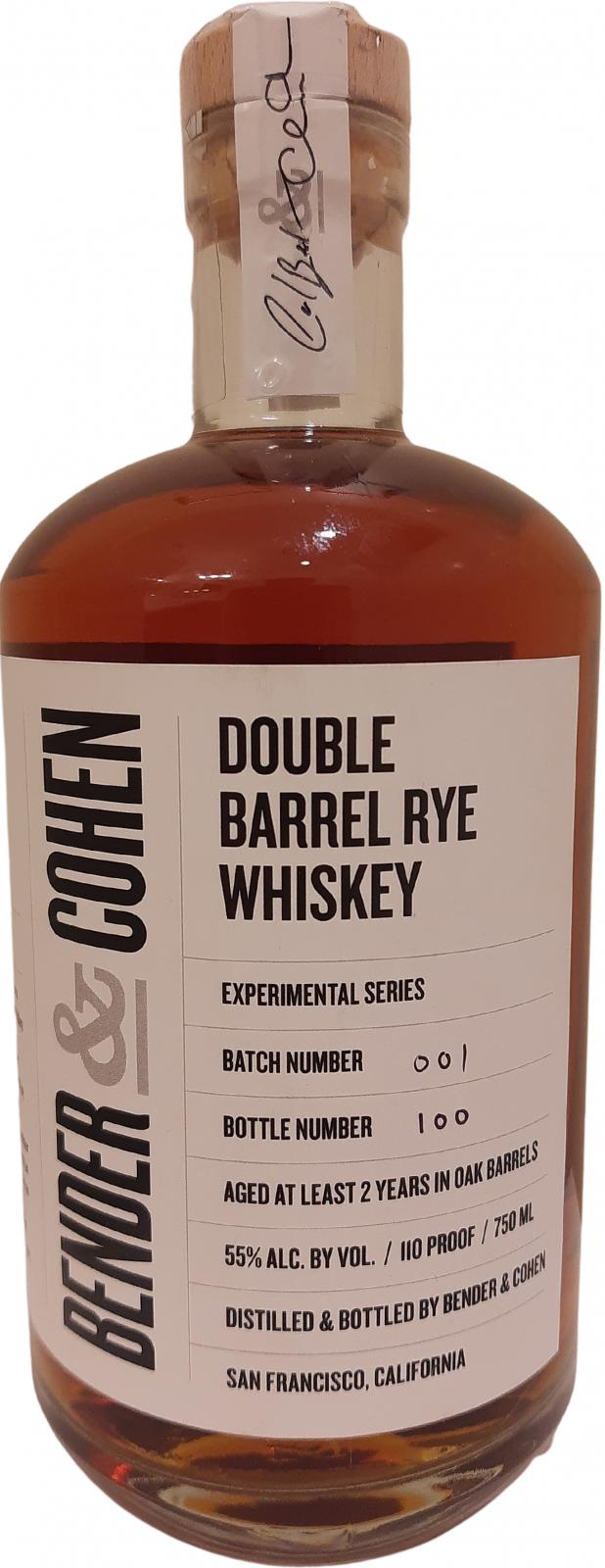 Bender & Cohen Double Barrel Rye Whiskey