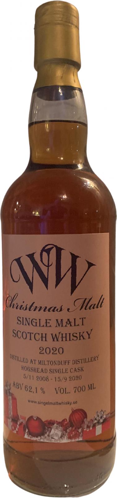 Miltonduff 2008 WeWh Christmas Malt Hogshead Single Cask Wernamo Whisky vanner 62.1% 700ml
