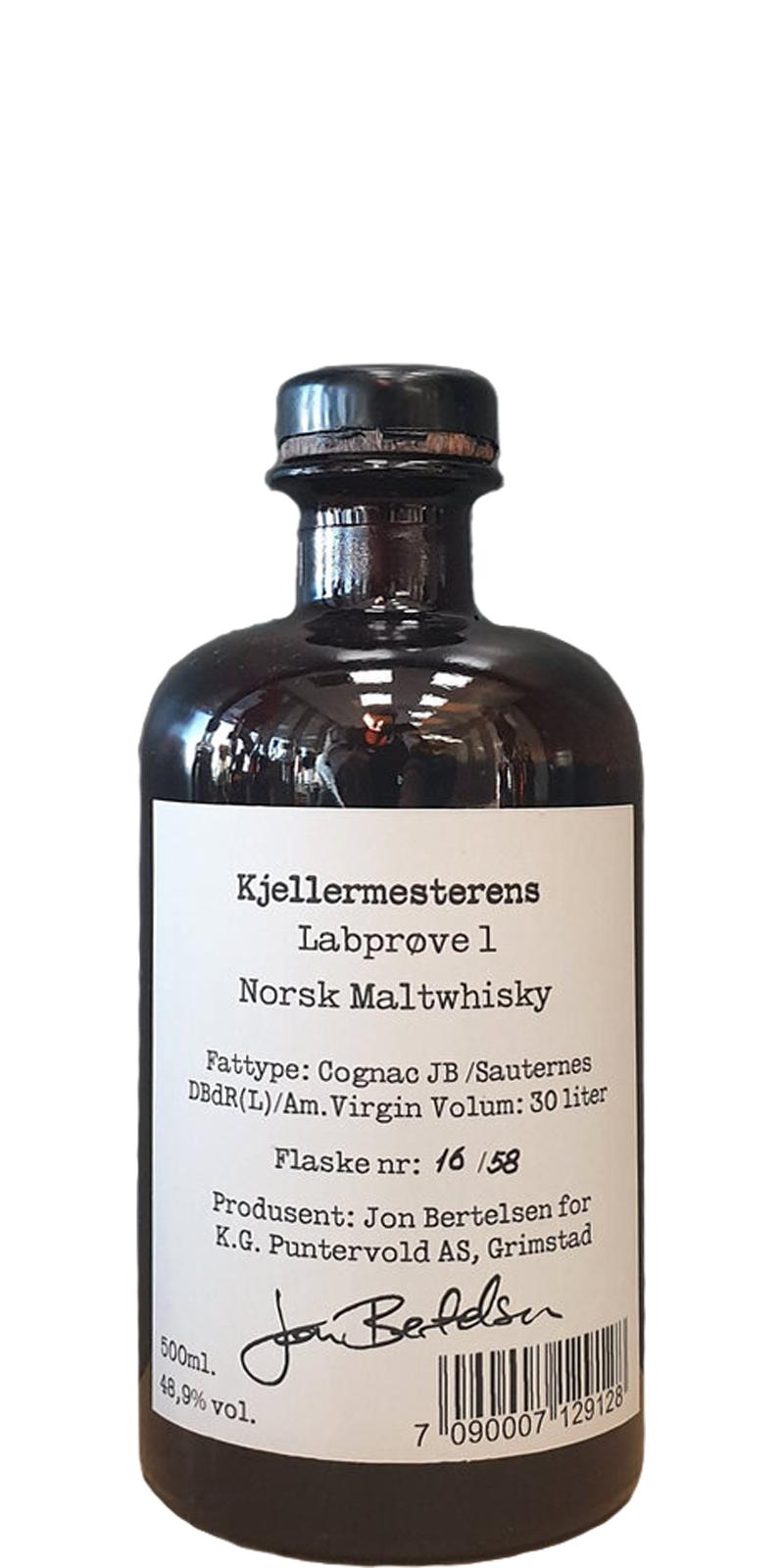 Kjellermesterens Labprove 1 Norsk Maltwhisky 48.9% 500ml