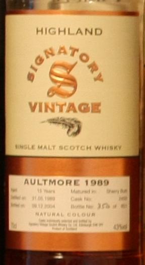 Aultmore 1989 SV Vintage Collection Sherry Butt 2450 43% 700ml