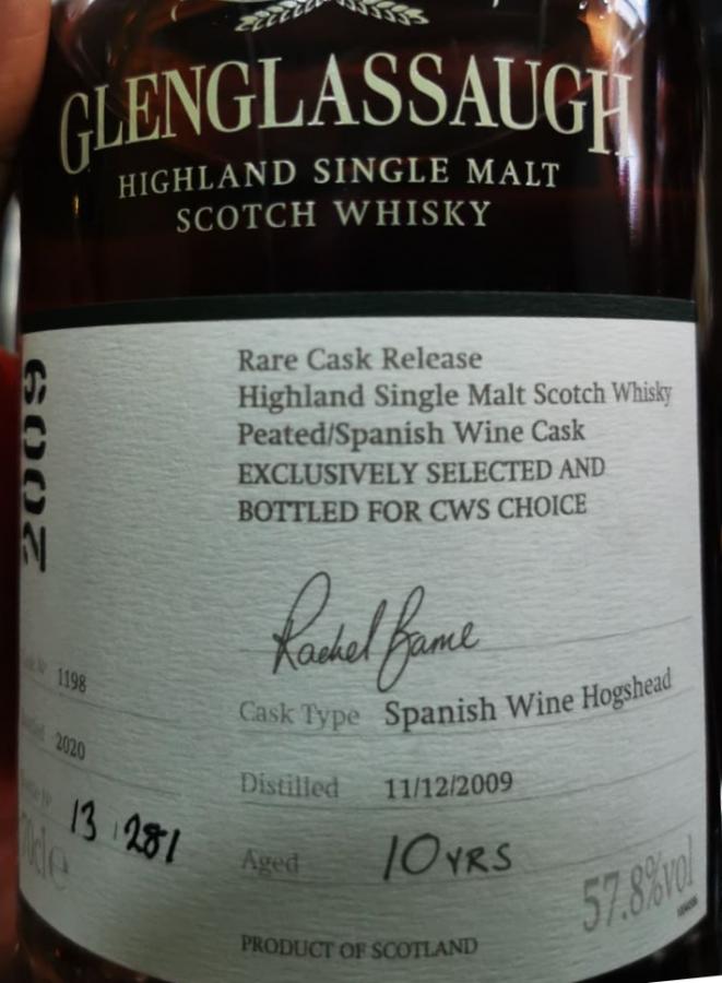 Glenglassaugh 2009 Spanish Wine Hogshead #1198 CWS Choice 57.8% 700ml