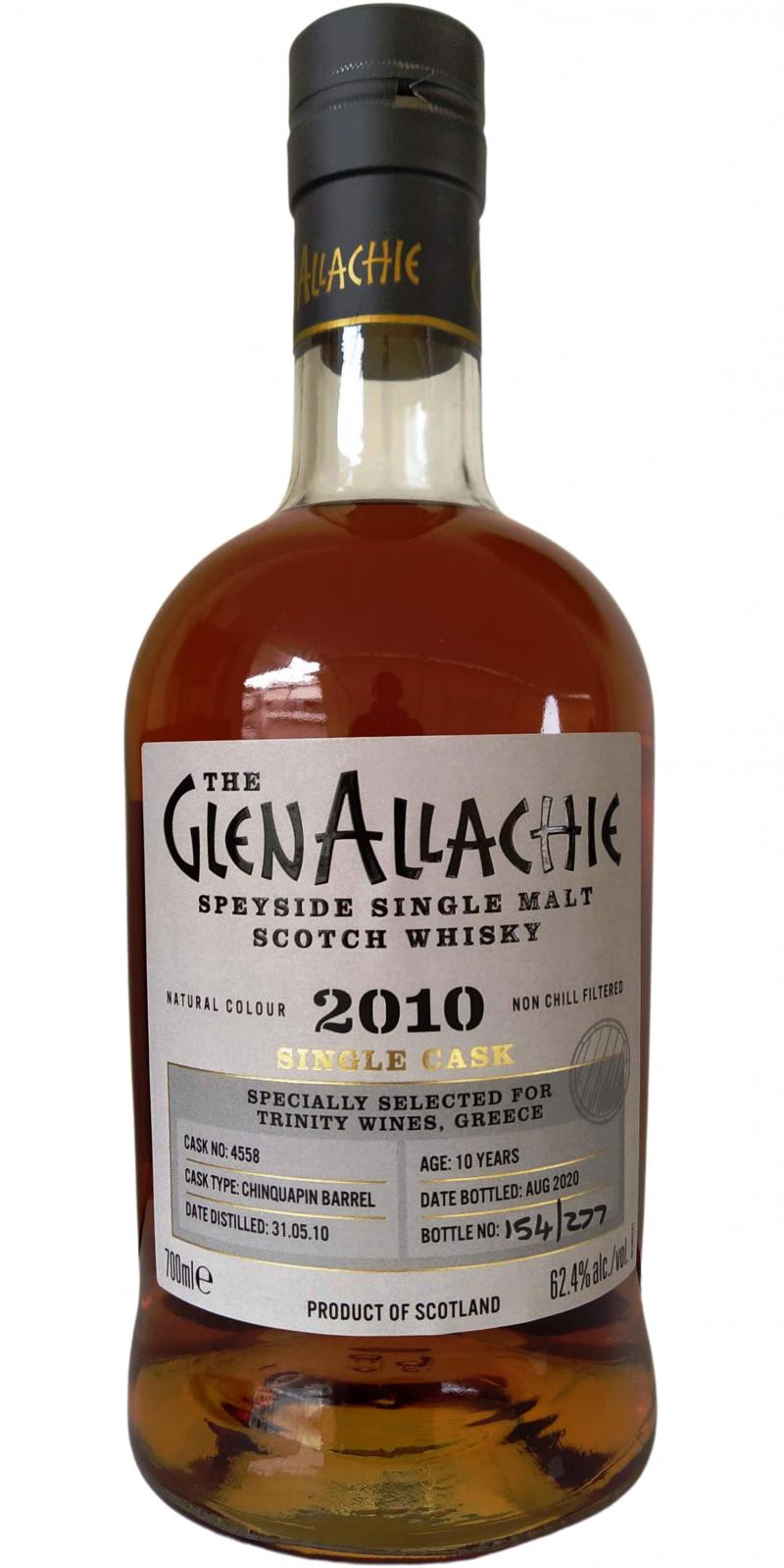 Glenallachie 2010 Single Cask Chinquapin barrel #4558 Trinity Wines Greece 62.4% 700ml