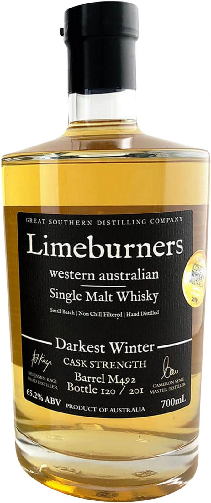 Limeburners Darkest Winter Cask Strength Ex-Bourbon M492 65.2% 700ml