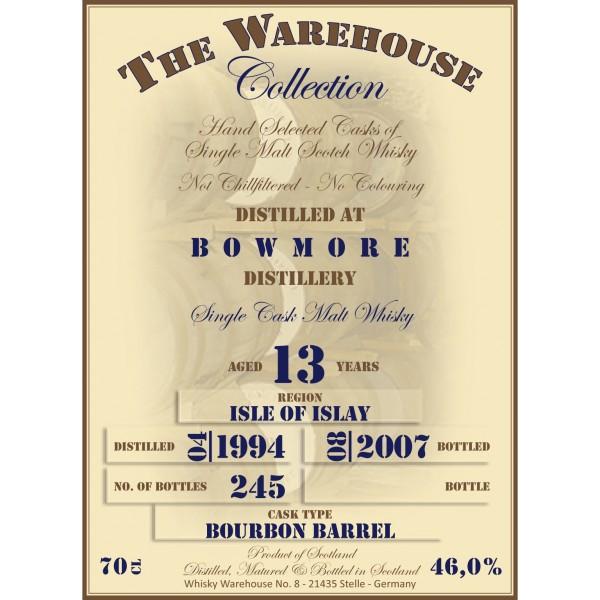 Bowmore 1994 WW8 The Warehouse Collection Bourbon Barrel 46% 700ml