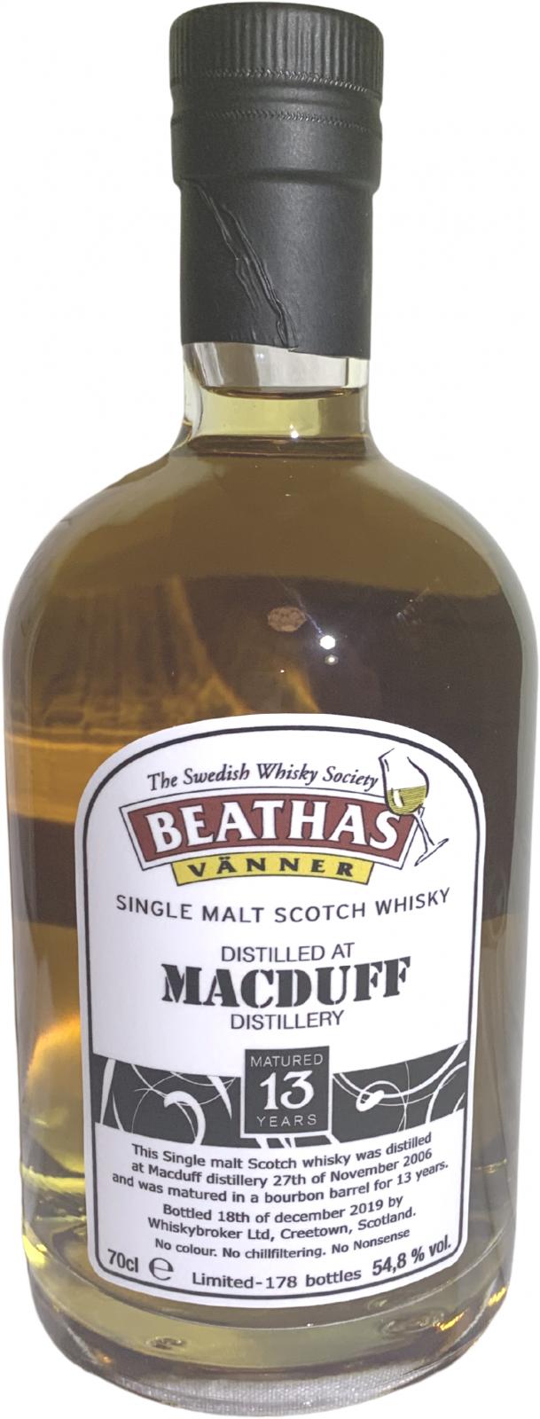 Macduff 2006 WhB Beathas Vanner Bourbon Barrels 55.9% 700ml
