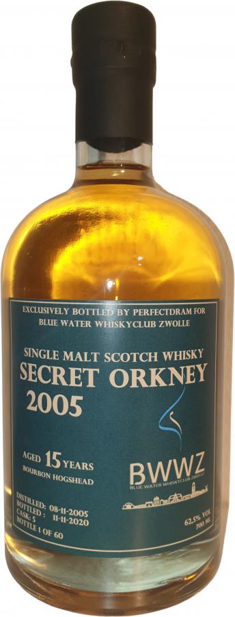 Secret Orkney 2005 PDnl BWWZ Bourbon Hogshead Blue Water Whiskyclub Zwolle 62.5% 700ml