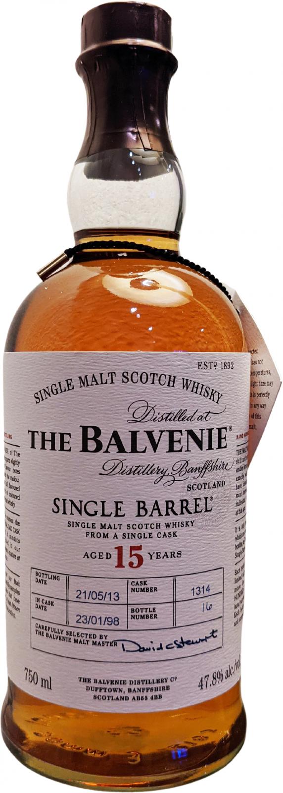 Balvenie 15yo Traditional Oak Cask #1314 47.8% 750ml