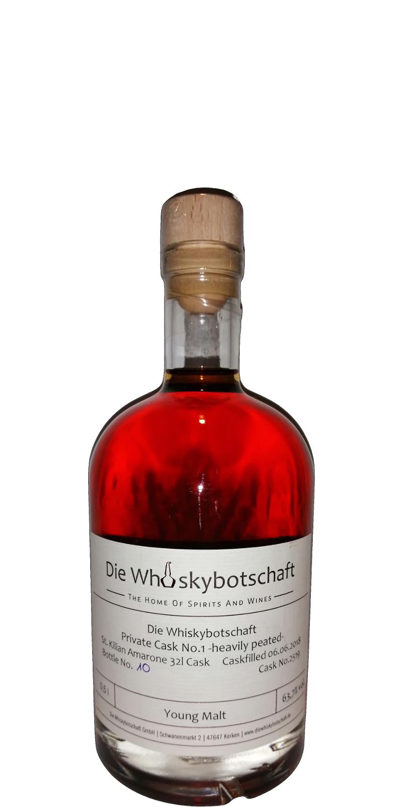 St. Kilian 2018 WBot #2519 bottled by hand at Die Whiskybotschaft 63.7% 500ml