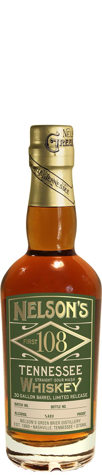 Nelson's 1st 108 Tennessee Whisky 30 Gallon Charred New American Oak 7 45% 375ml