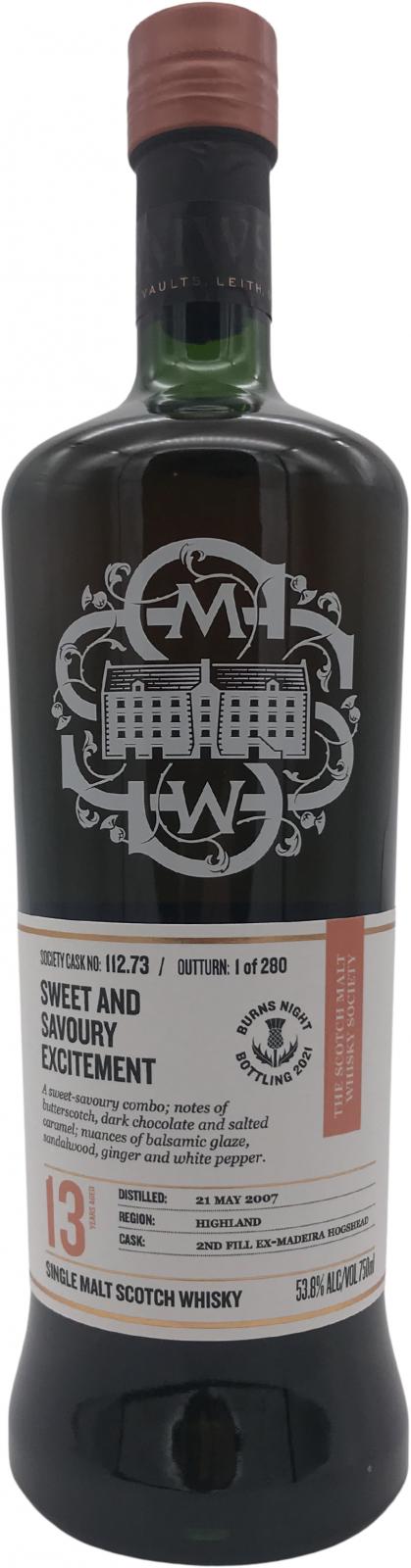 Inchmurrin 2007 SMWS 112.73 Sweet and savoury excitement Second Fill Madeira Hogshead Burns Night Bottling 2021 53.8% 750ml