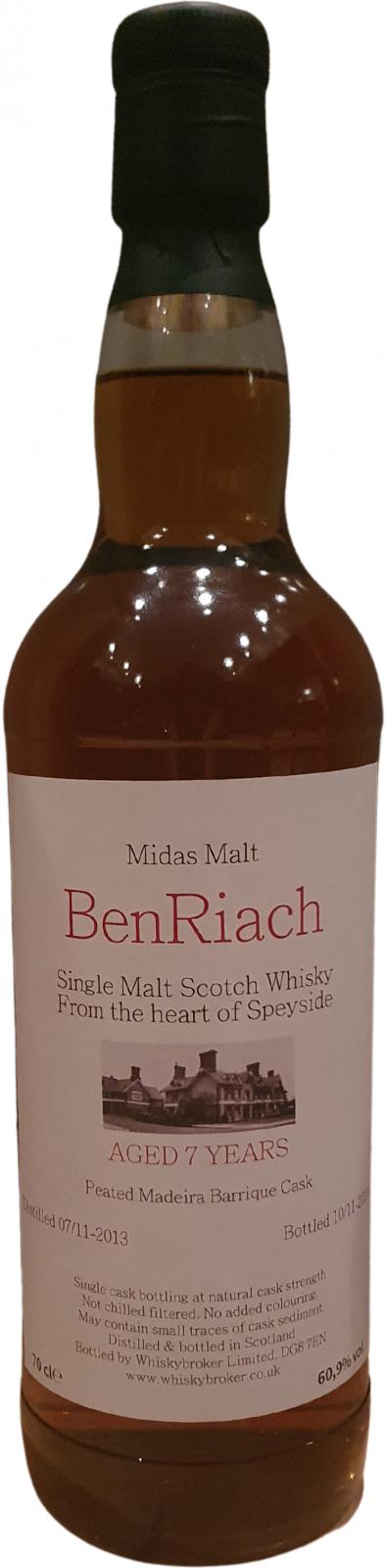 BenRiach 2013 F.dk Midas malt Peated Madeira Barrique 60.9% 700ml
