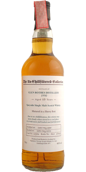 Glenrothes 1990 SV The Un-Chillfiltered Collection Sherry Butt #10976 46% 700ml