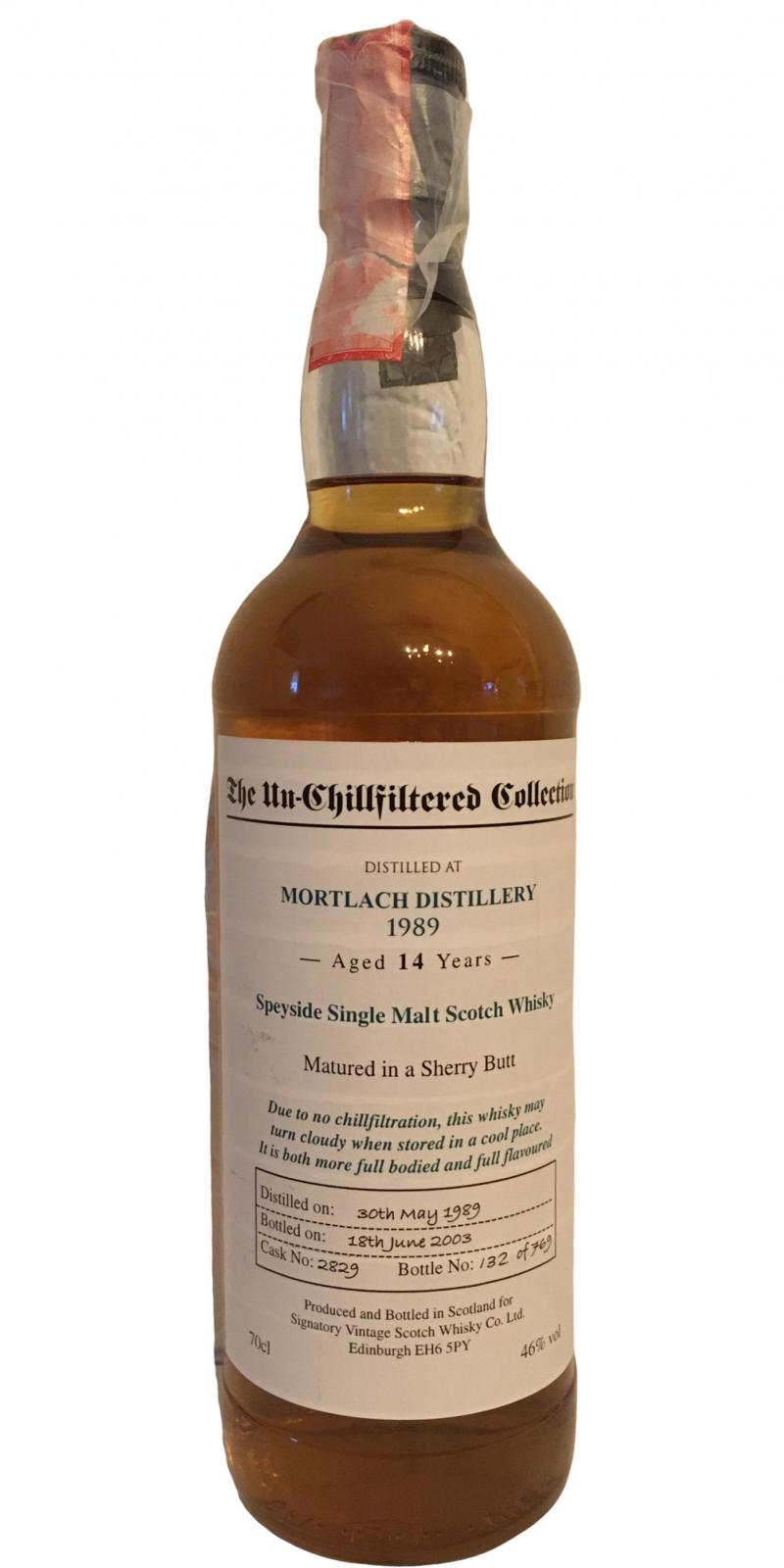 Mortlach 1989 SV The Un-Chillfiltered Collection Sherry Butt #2829 46% 700ml