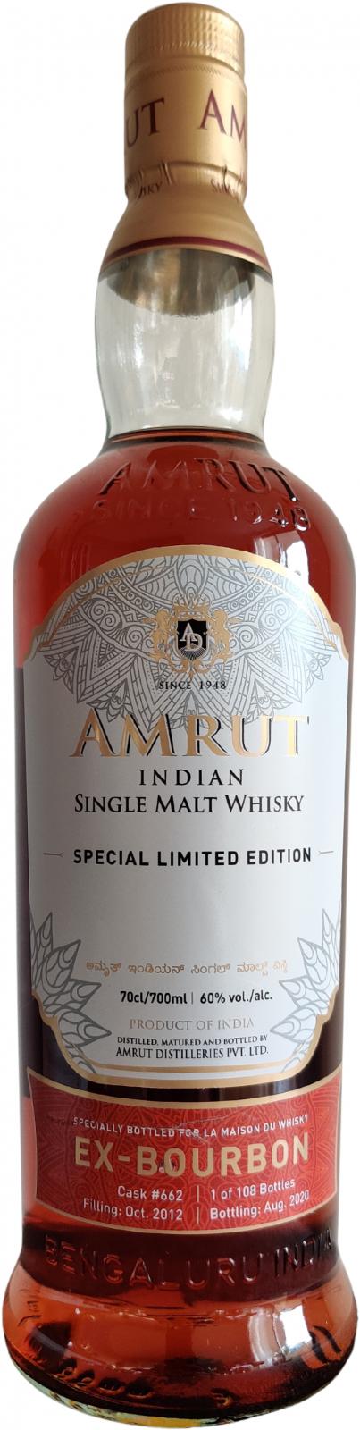 Amrut 2012 Special Limited Edition Ex-Bourbon Cask #662 LMDW 60% 700ml