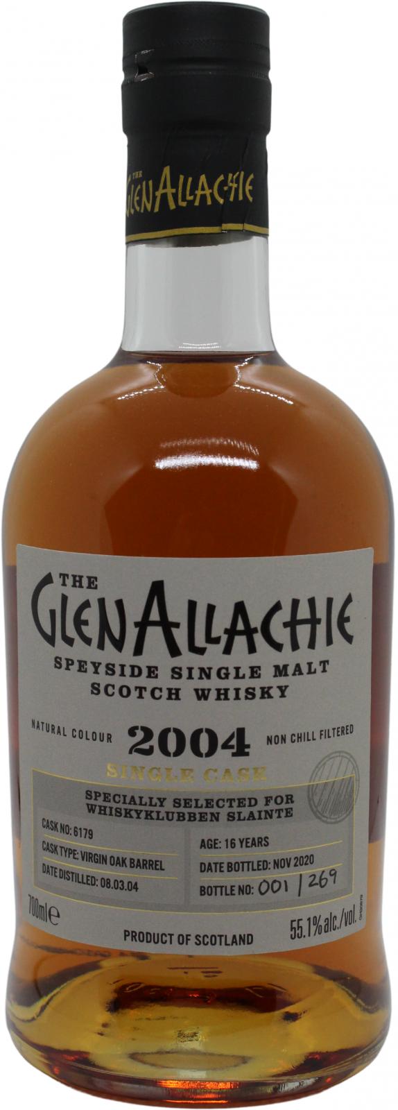 Glenallachie 2004 Single Cask #6179 Whiskyklubben Slainte 55.1% 700ml