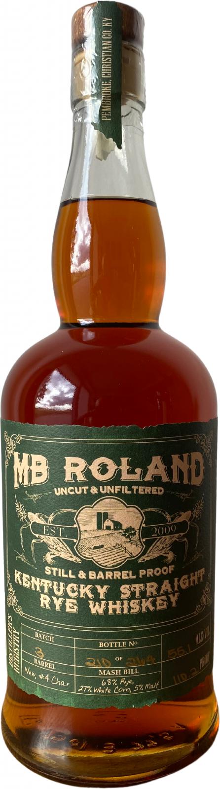 Mb Roland Kentucky Straight Rye Whisky New #4 Char Batch 3 55.1% 750ml