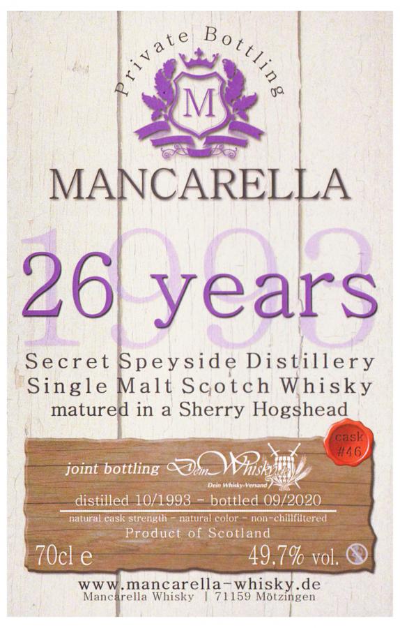 Secret Speyside Distillery 1993 Ma