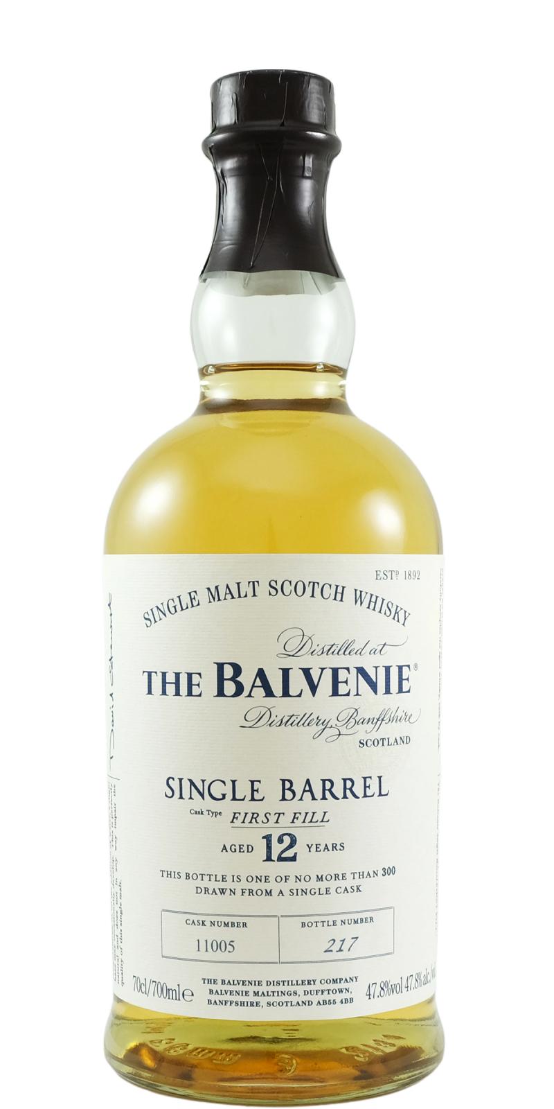 Balvenie 12yo Single Barrel 1st Fill Ex-Bourbon Barrel 11005 47.8% 700ml