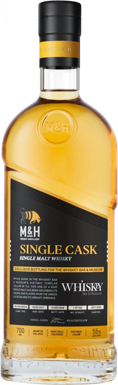 M&H 2017 Single Cask Whisky Bar & Museum Ex-Bourbon 2017-0102 55% 700ml