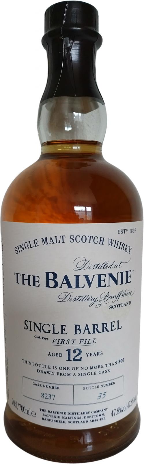 Balvenie 12yo 1st Fill Ex-Bourbon Barrel #8237 47.8% 700ml