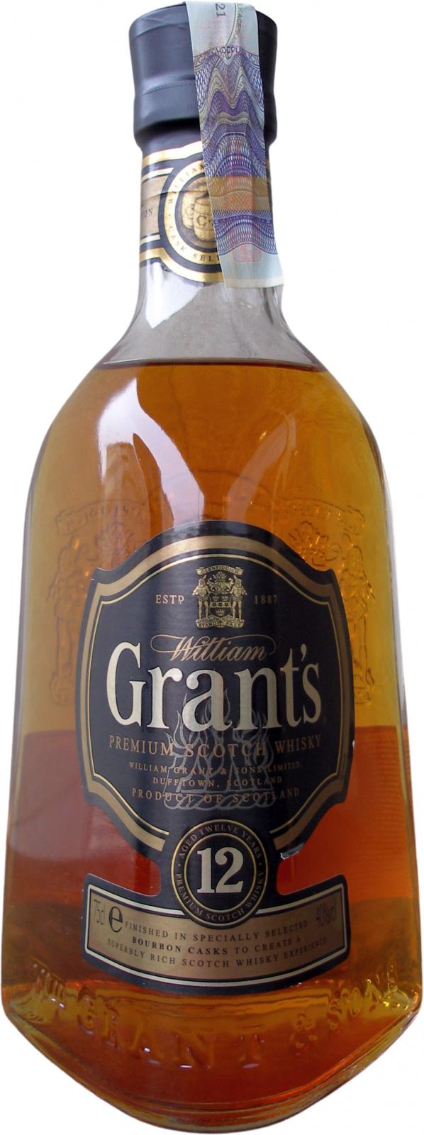 Grant's 12yo Premium Scotch Whisky 1st Fill Bourbon Casks Finish 40% 750ml