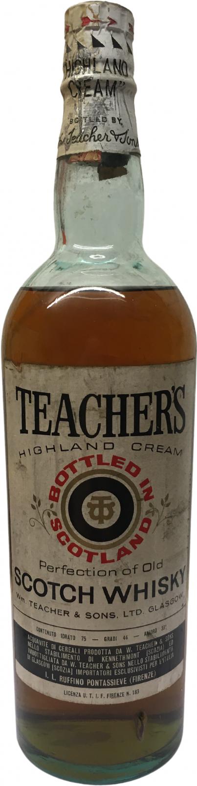 Teacher's Highland Cream Perfection of Old Blended Scotch Whisky I.L. RuffinoPontassieve 44% 750ml